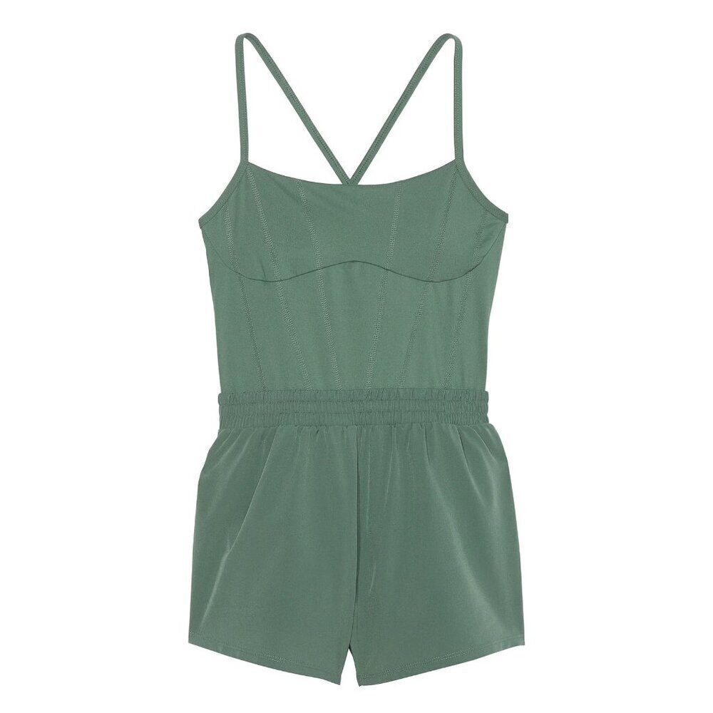 New! PINK x Victoria's Secret Forest Green Ultimate Runsie Romper 20607